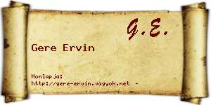 Gere Ervin névjegykártya